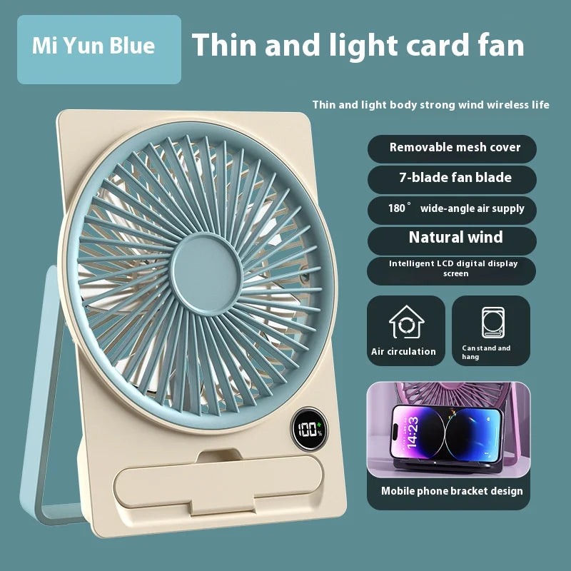 Desk Fan Portable USB Rechargeable Fan 180° Tilt Folding Personal Fan With Power Display 5 Speeds Ultra Quiet Table Fan