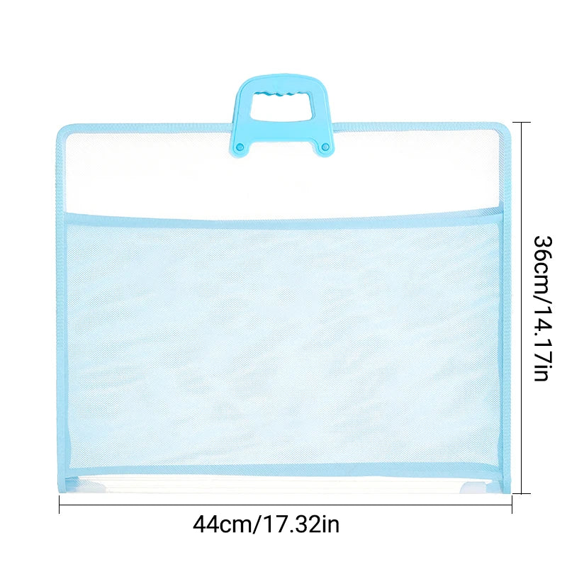 HUAJIE A3 Document Bag PP File Folder Large Capacity Transparent Brochure Storage Bag with Handle for Office School