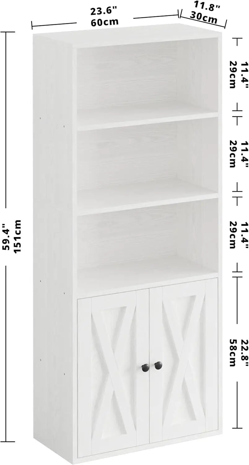 IRONCK Industrial Bookshelves and Bookcases with Doors 11.8 in Depth Floor Standing 5 Shelf Display Storage Bookcase