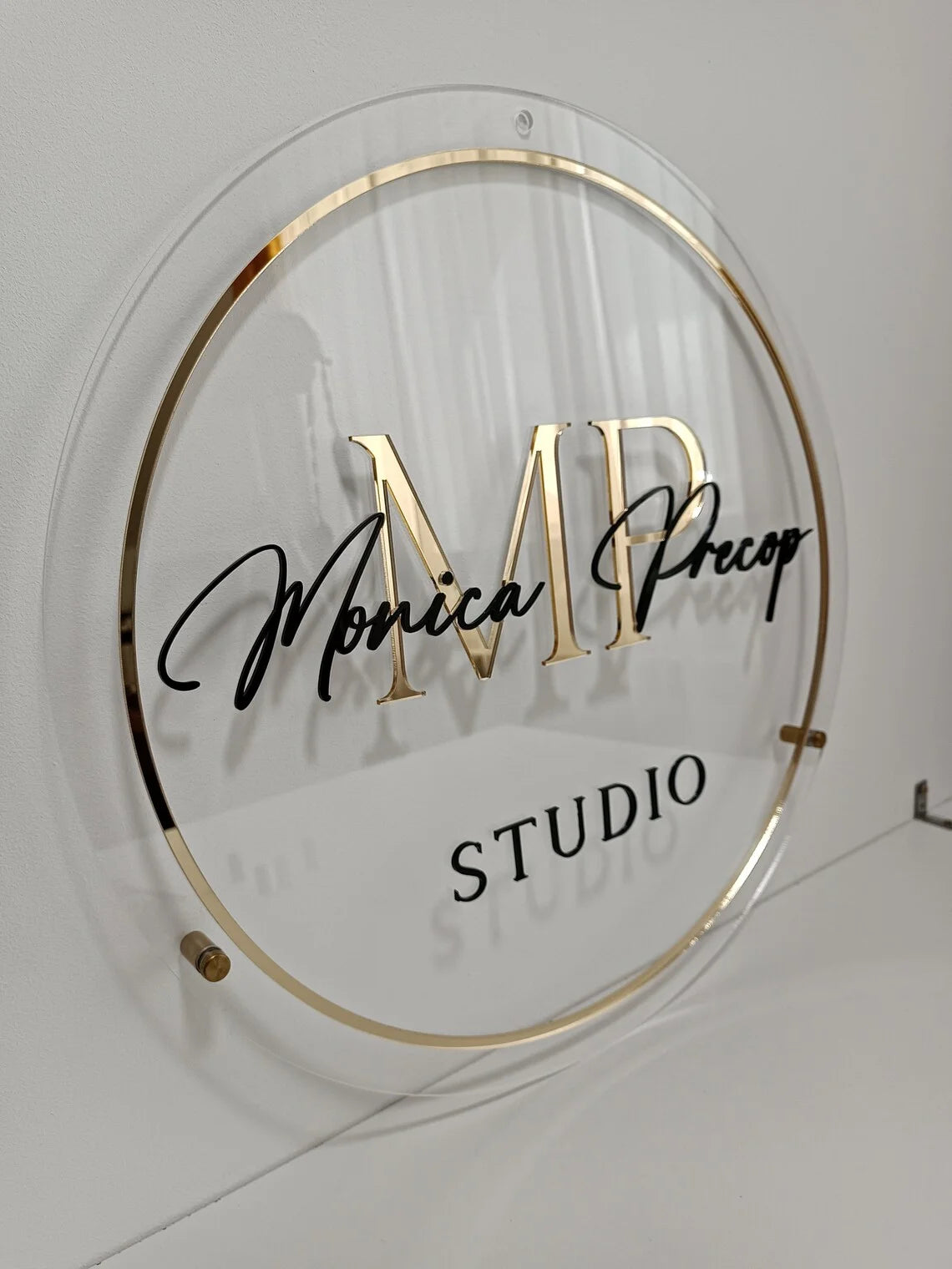 Custom Business Logo Sign Round Acrylic Signs Personalized 3D Wall Art Sign for Office Salon Wedding Small Business