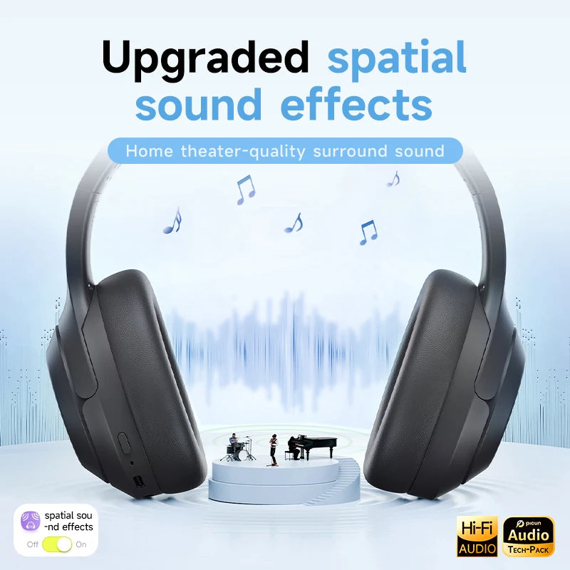 Picun F1 ANC Wireless Bluetooth 5.4 Hi-FI Audio Headphones 43dB Adaptive Noise Cancelling Headsets 40mm Driver 80H