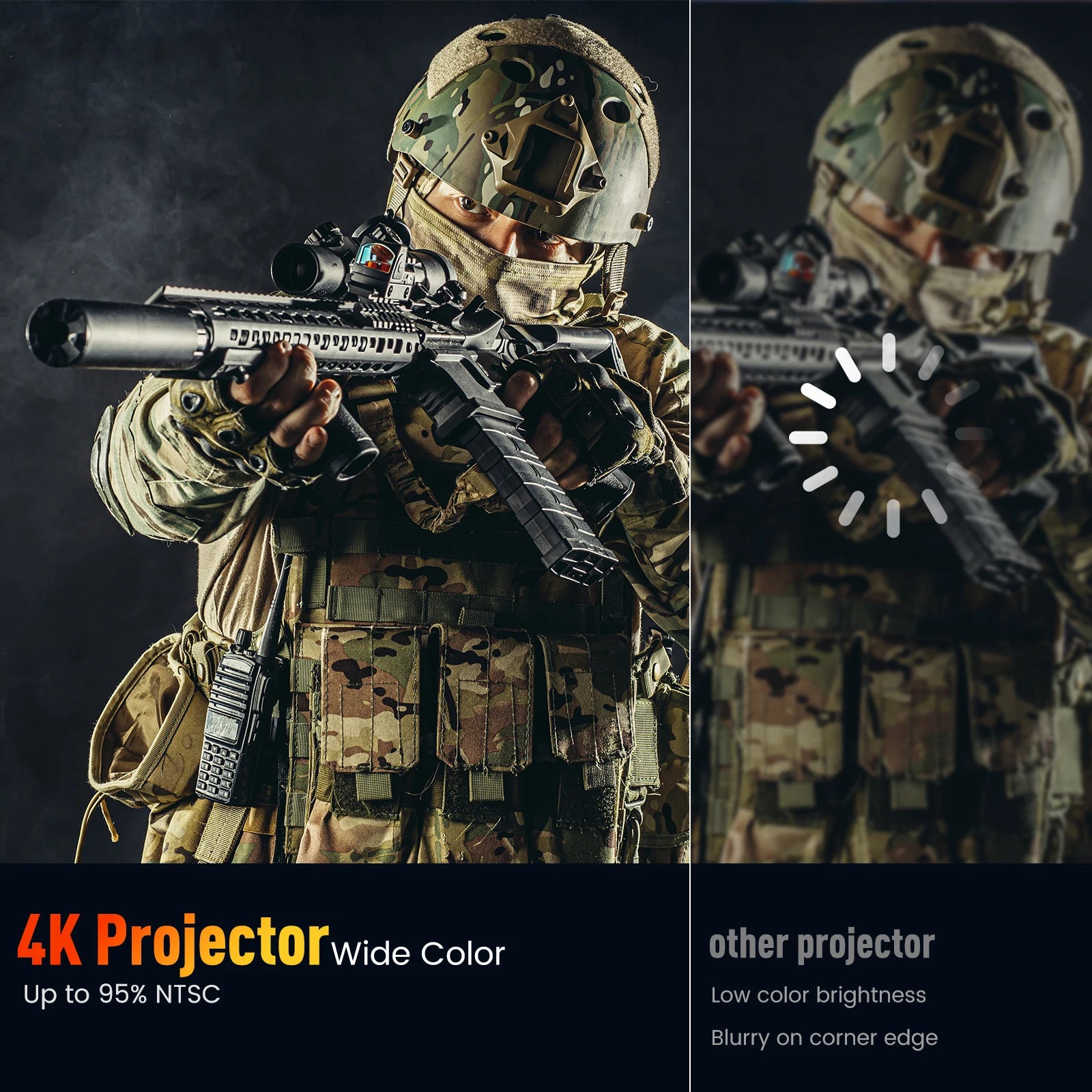 HAPPRUN 1080P Auto Focus Projector,15000Lux,WiFi/Bluetooth,4K Support,6D Keystone 50% Zoom,Portable HDMI/USB/AV/PS5