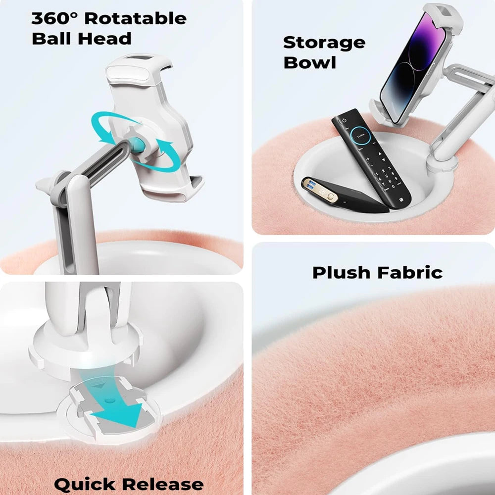 New 2025 Plush Pillow Phone Tablet Bracket Desktop Stand Adjustable Length Angle For Live Straming Video Chat Lazy