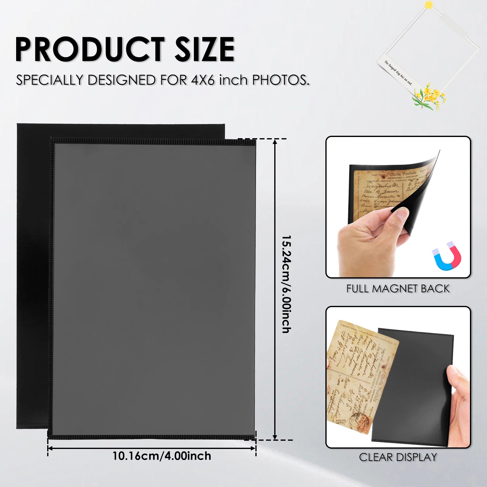 24/10pc Magnetic Picture Frames Fridge Magnet Photo Frame Card Holder Refrig Window Whiteboard Office Cabinet PVC Photo