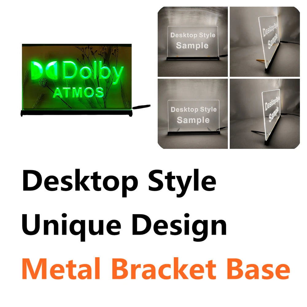 Dolby Atmos LED Neon Sign-3D Carving Wall Art for Home,Room,Bedroom,Office,Farmhouse Decor - Green-Z / EU-30x20cm