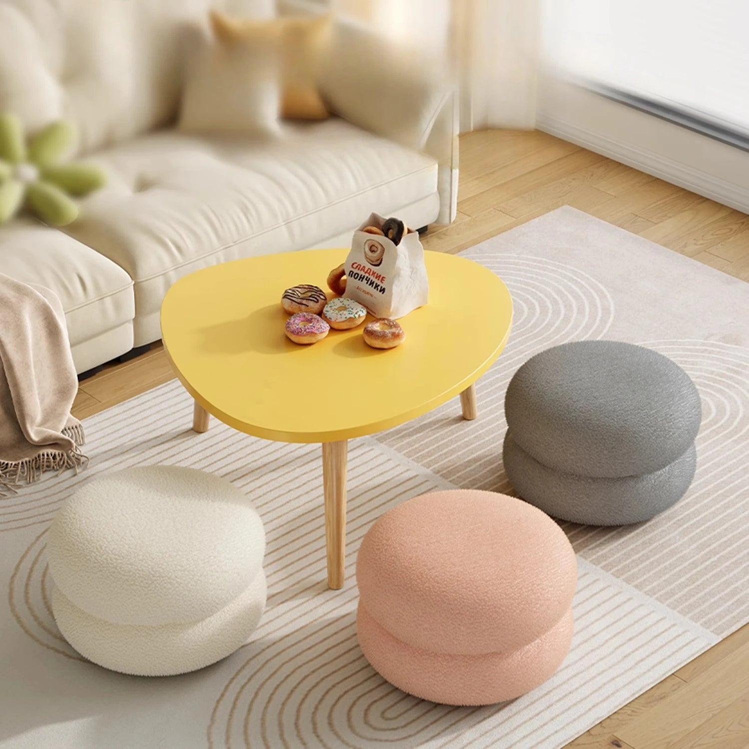 Change Shoe Bench Makeup Seat Porcelain Stool Lounge Footrest with Thick Cushion Modern Velvet Padded Stool