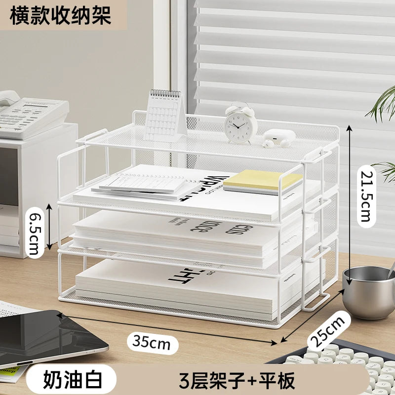 Office File Box Desktop A4 Document Organizer Stackable Laminated Papers Rack All-purpose Bathroom Storage Tray
