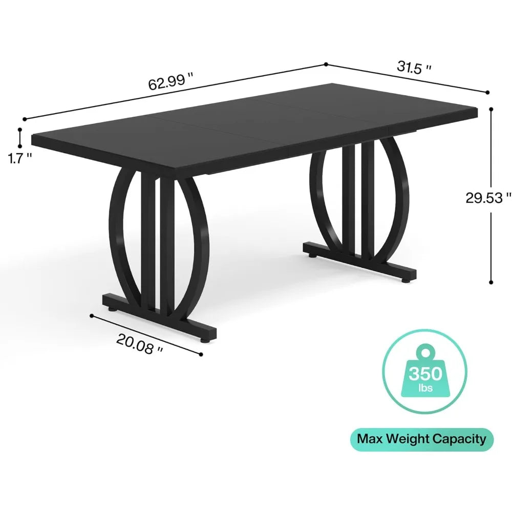 63 inch computer desk modern administrative desk metal frame minimalist desk study desk - All Black / United States