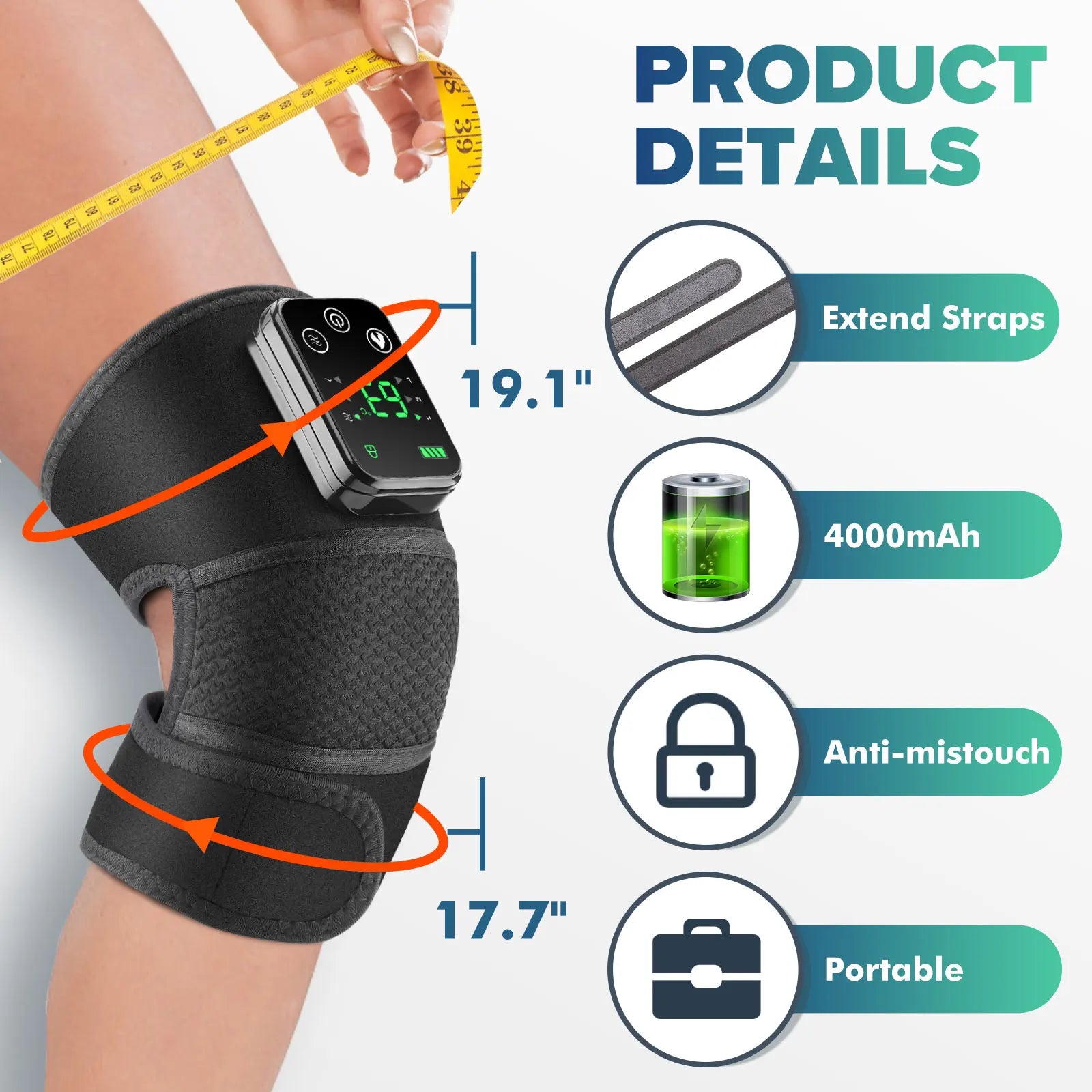 3in1 Electric Heating Knee Massager Join Pain Relief Shoulder Elbow Protector Cordless Leg Massage Knee Tempreture
