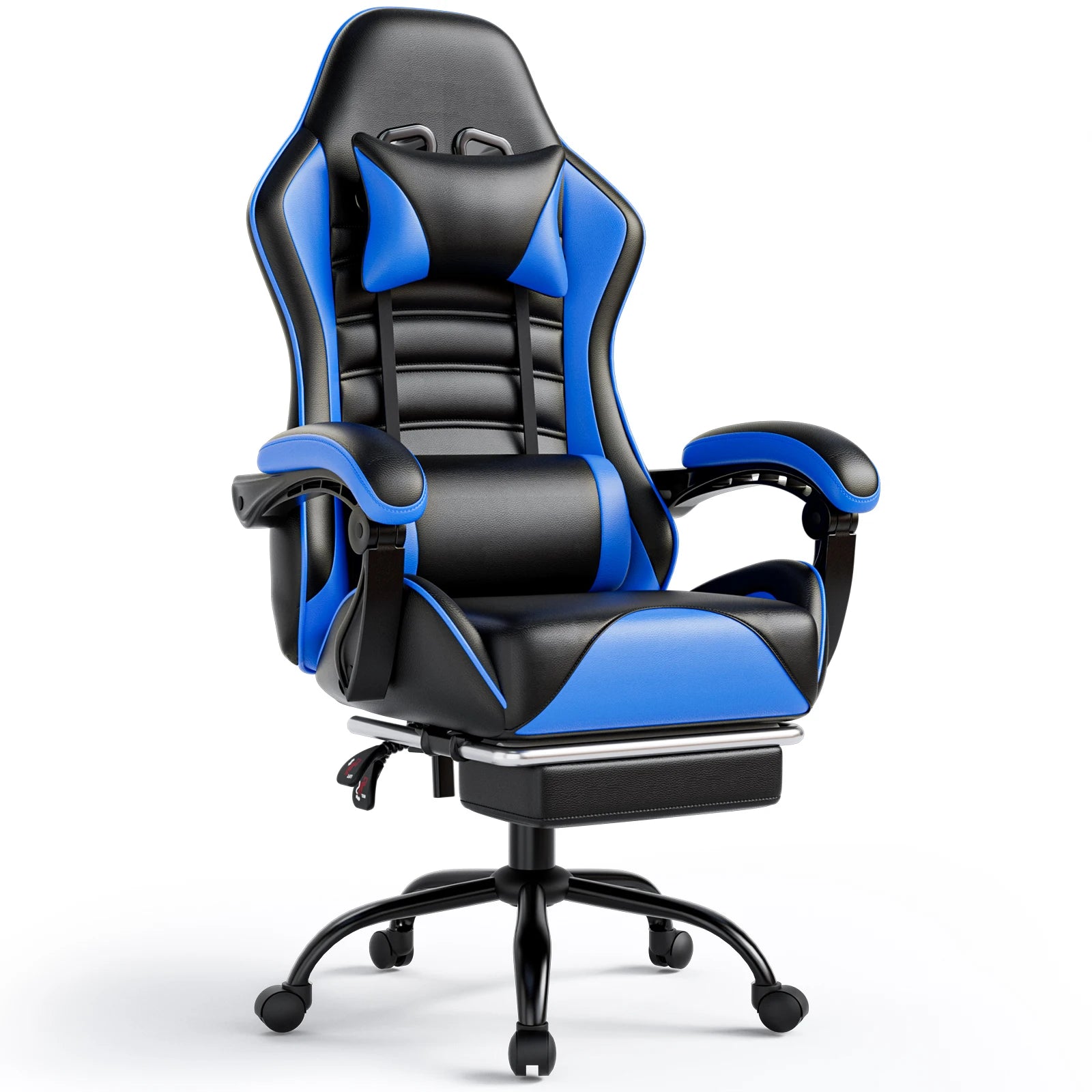 Ergonomic Gaming Chair with Footrest Racing Style Video Game Chair for Adults Reclining Gamer Chair Office Chair - Blue