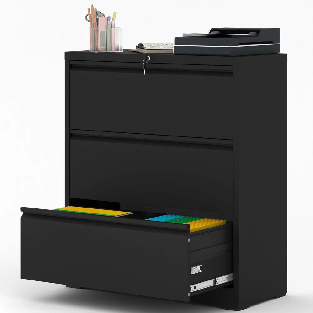 file-cabinet-with-lock-3-drawer-lateral-filing-cabinet-for-home-office-black-metal-heavy-duty-file-cabinets-for-hanging-letter