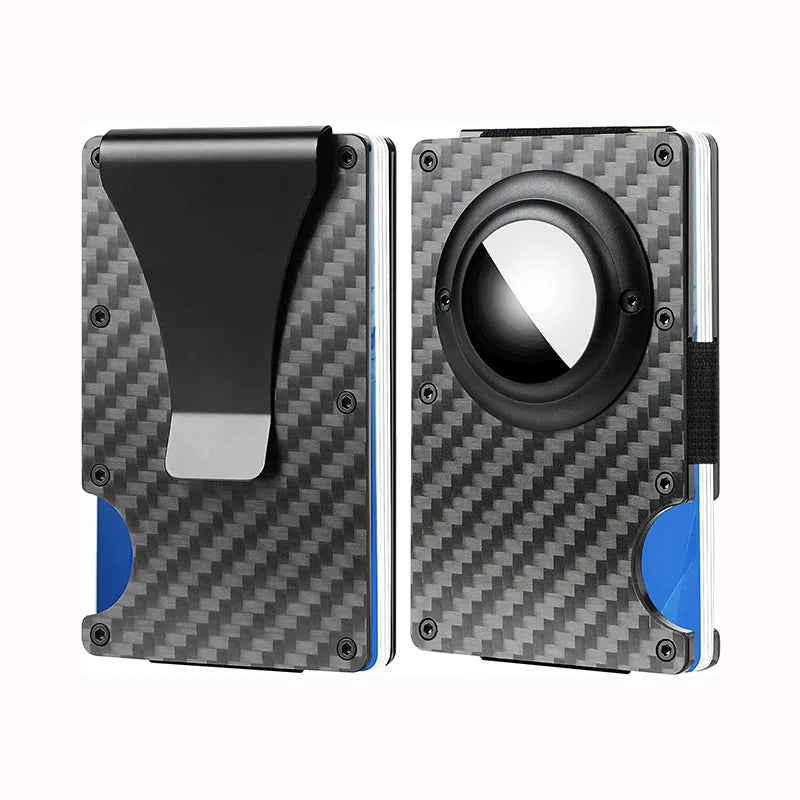 Cartera Airtag Men Carbon Fiber Forged Wallet Minimalist Slim Business Wallet Credit Card Holder Rfid with Cash Strap