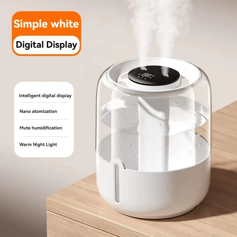 6.8L Large Capacity Humidifier USB Dual Spray Home Office Bedroom Desktop Air Moisturizer Purifier Silent Night Light