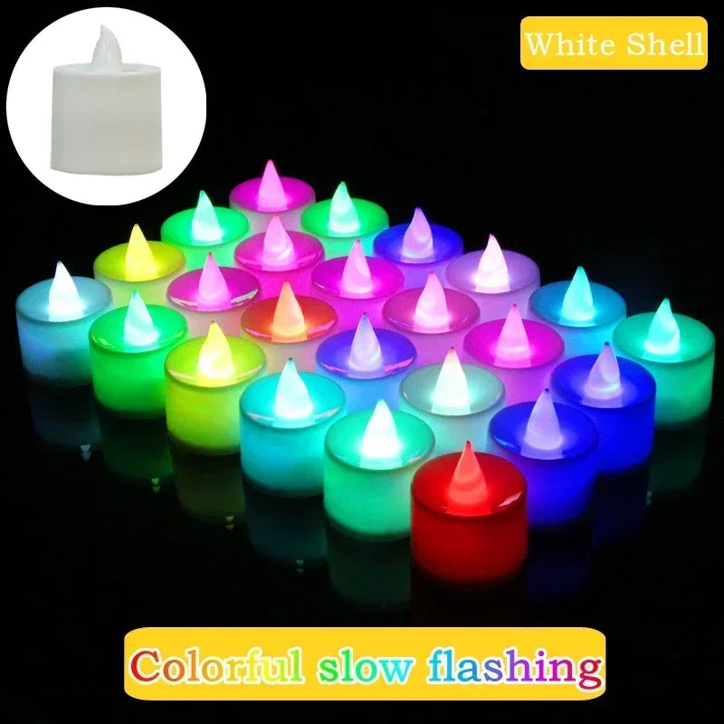 50x Colorful LED Flameless Candle Light Battery Operated Tealight Switch Candles Flameless Wedding Home Christmas Decor