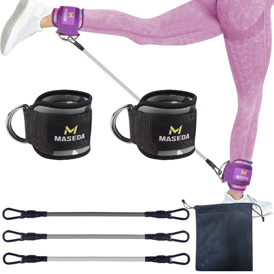 LOOGDEEL D-Ring Support Ankle Cuffs Resistance Bands Ankle Straps Fitness Yoga Leg Strength Safety Extensions Gym Guard