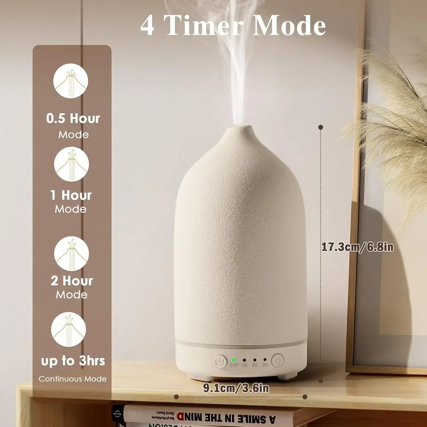 Essential Oil Diffuser 100ml Ceramic Ultrasonic Aroma Diffuser Humidifier Timer Setting 7 LED Colors Changing Lights