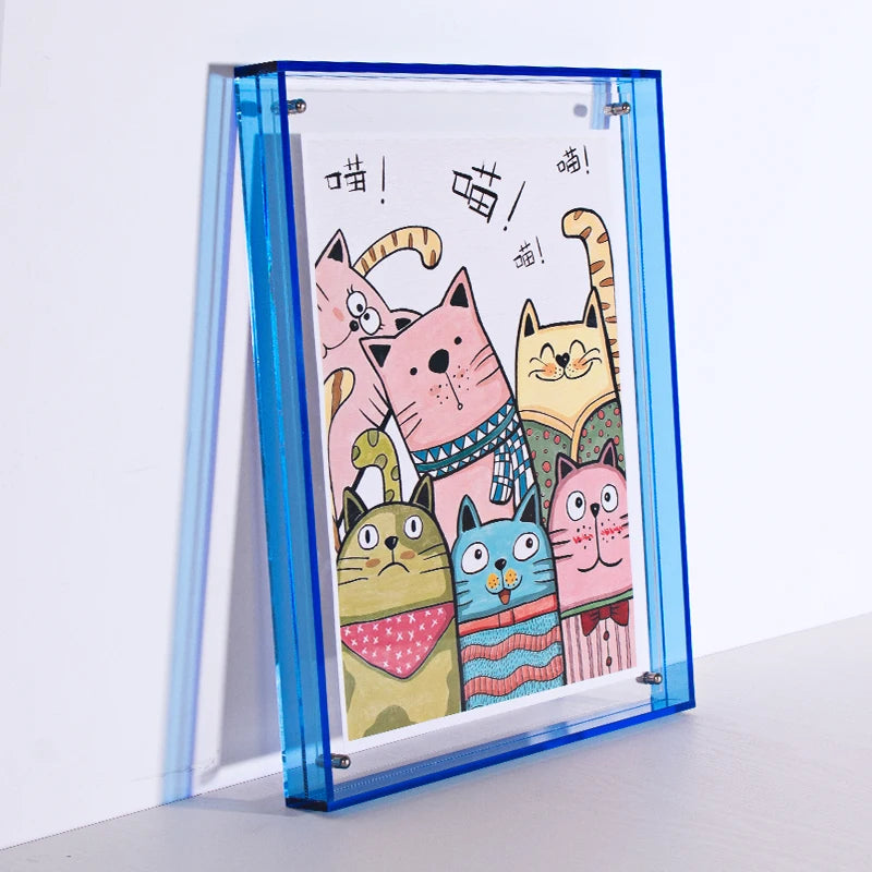 Translucent Acrylic Picture Frame Neon Floating Acrylic Wall Tabletop Frame Decoration Photo Frame for Gallery Home