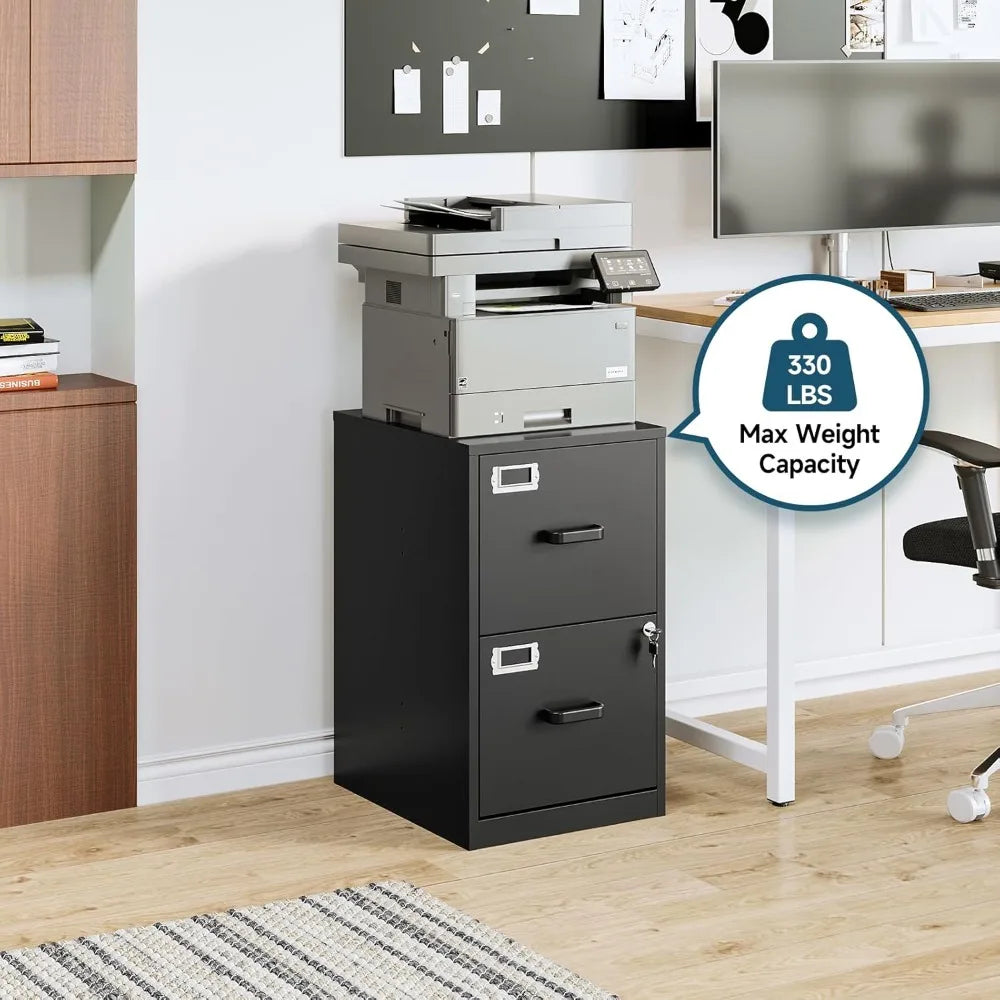 2 Drawer Filing Cabinet with Lock Metal Vertical File Cabinets for Home Office Lockable File Storage Cabinets Under Desk