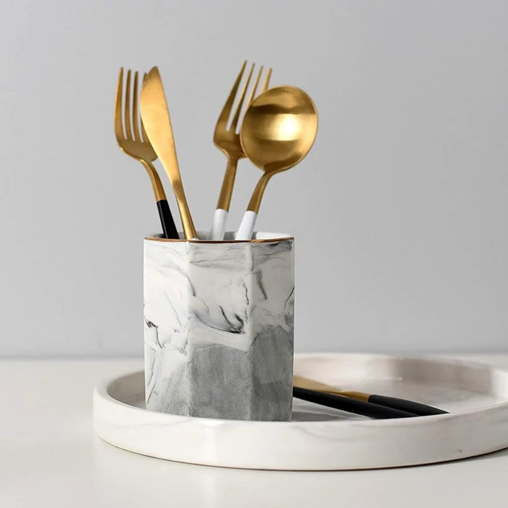 pen holder pencil holder marble desk organizer cute durable ceramic pencil cup decorative makeup brush holder cup