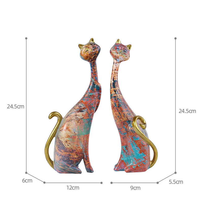 Nordic Graffiti Art Oil Painting Cat Decoration Resin Abstract Ornaments Figurines Bedroom Desktop Porch Cat Sculpture
