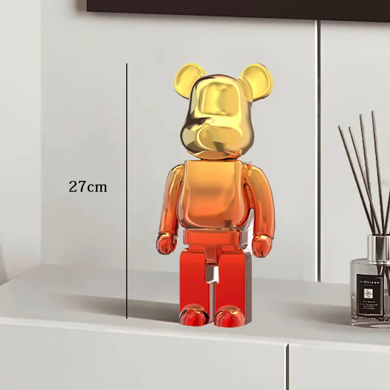 27cm Graffiti Bear Statue Paint Block Bear Decor Resin Desktop Ornaments Home Decoration Living Room Bear Floor