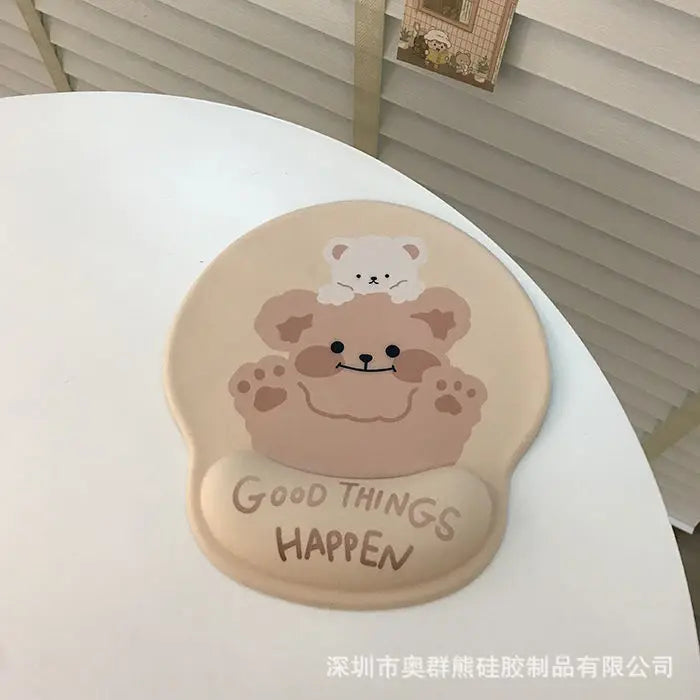 Cartoon Bear Couple Silicone Mouse Pad Thickened Wrist Protection Soft Hand Rest Anti-factory Store Office Mouse Mat