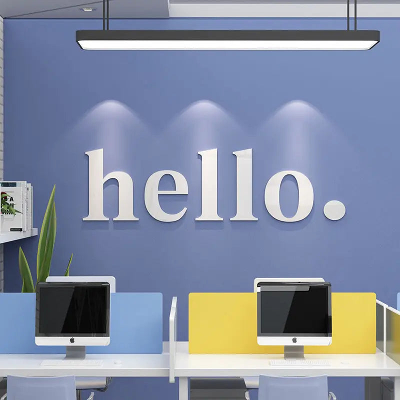 Hello English 3D Wall Stickers Acrylic Material Office Stickers Shops Room Bedroom Door Decoration Wallpaper Posters