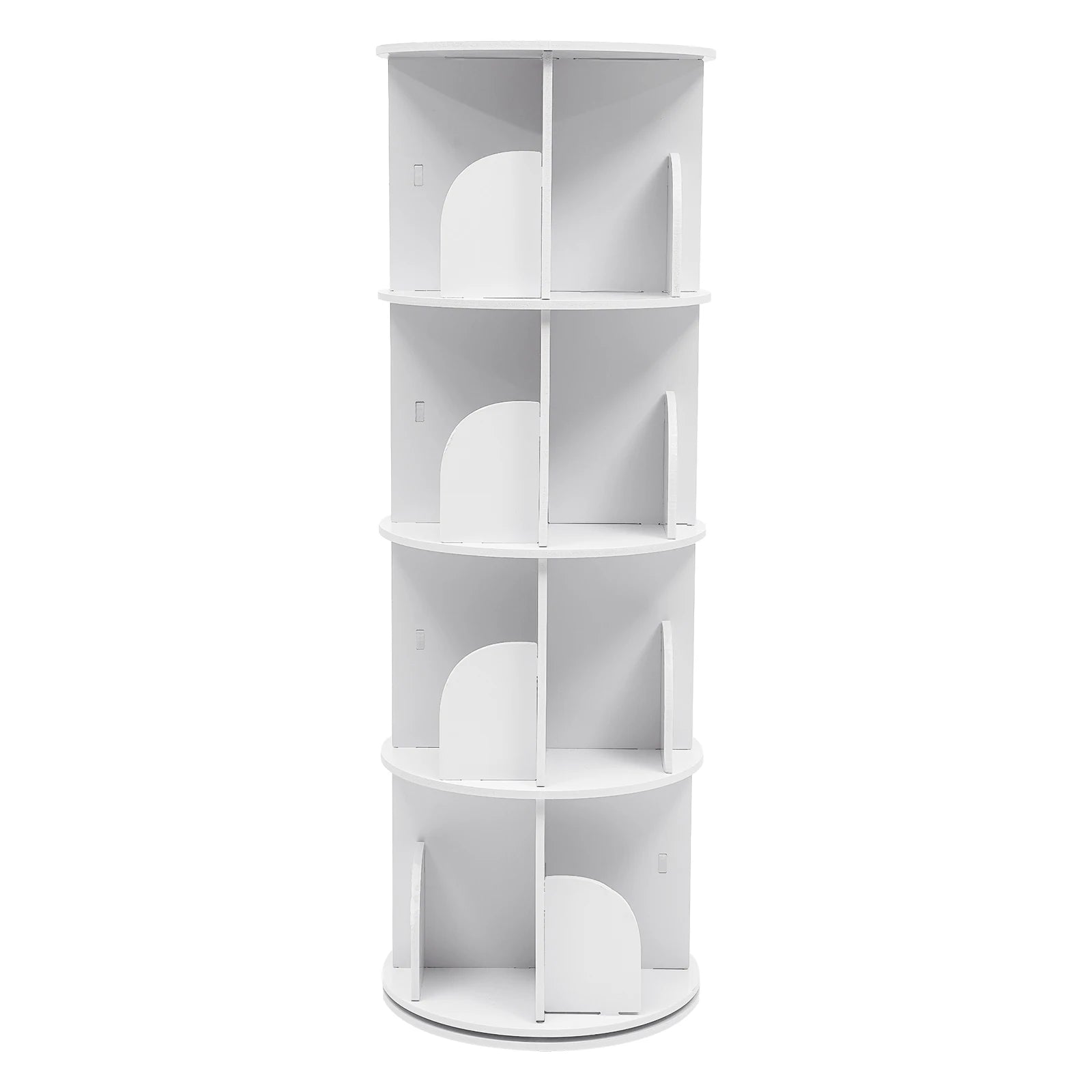 2/4-Tier Wooden Rotatable Bookshelf - 360°Display Floor Standing Storage Rack White Multifunctional Bookshelf Organizer