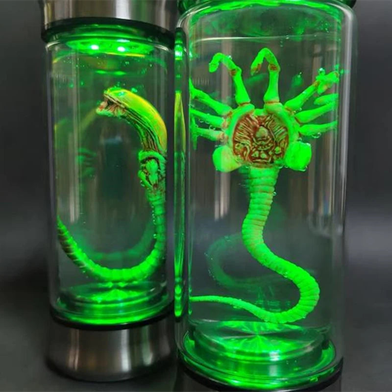 Alien Glow Jar Xenomorph Specimen Facehugger Embryo Glass Jar Movie Prop Replica Home Decor Desktop Crafts Sculpture