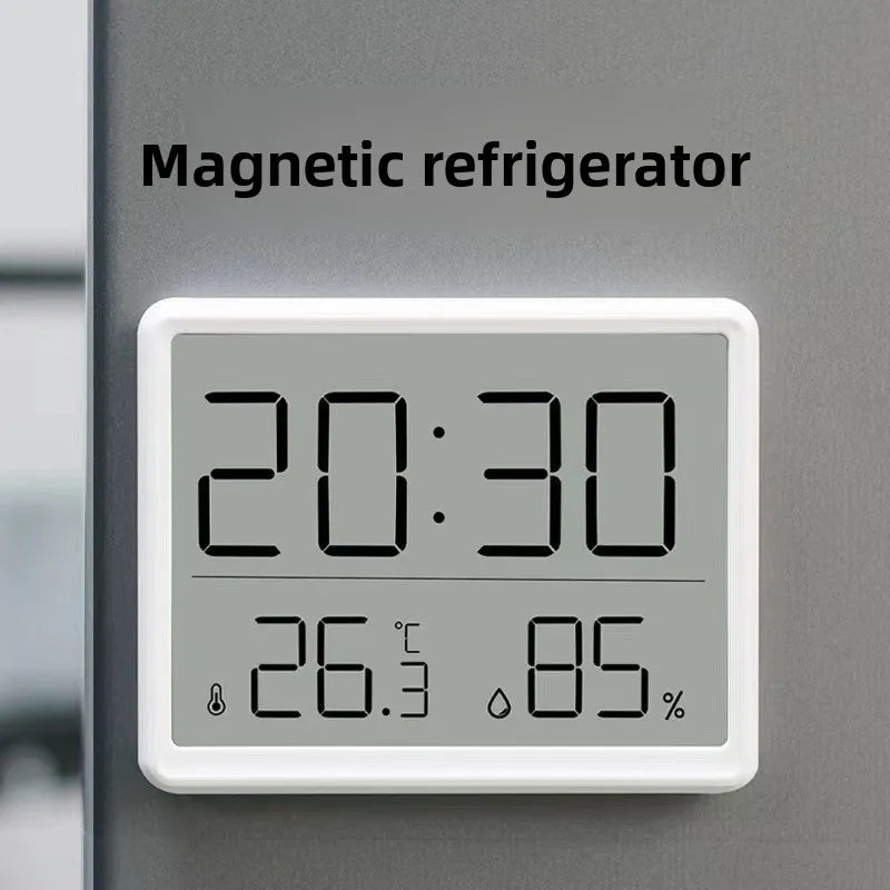 Slim Digital Wall Clock with LCD Alarm Temperature & Humidity Display- Multi-Functional Kitchen Electronic Clock
