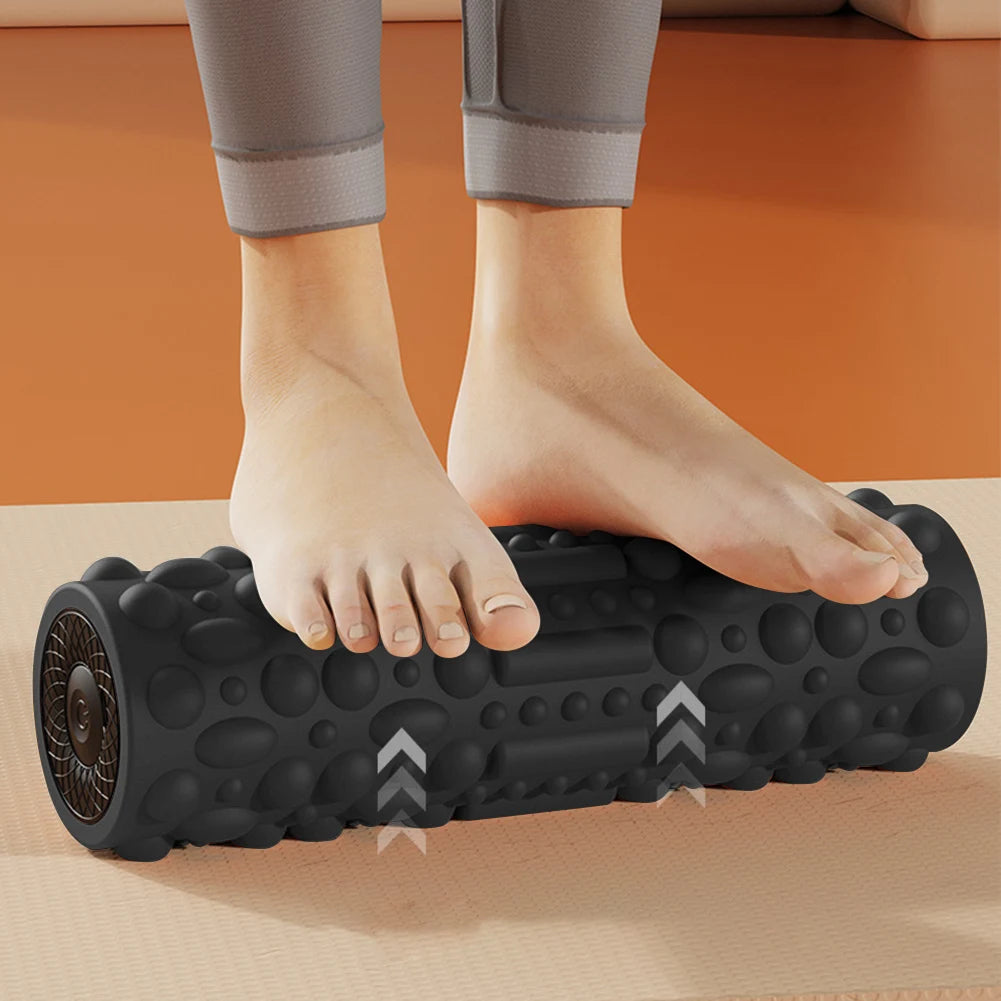 Electric Vibrating Foam Roller Yoga Column Rechargeable Exercise Roller 5 Modes Muscle Roller for Yoga Pilates - Foam