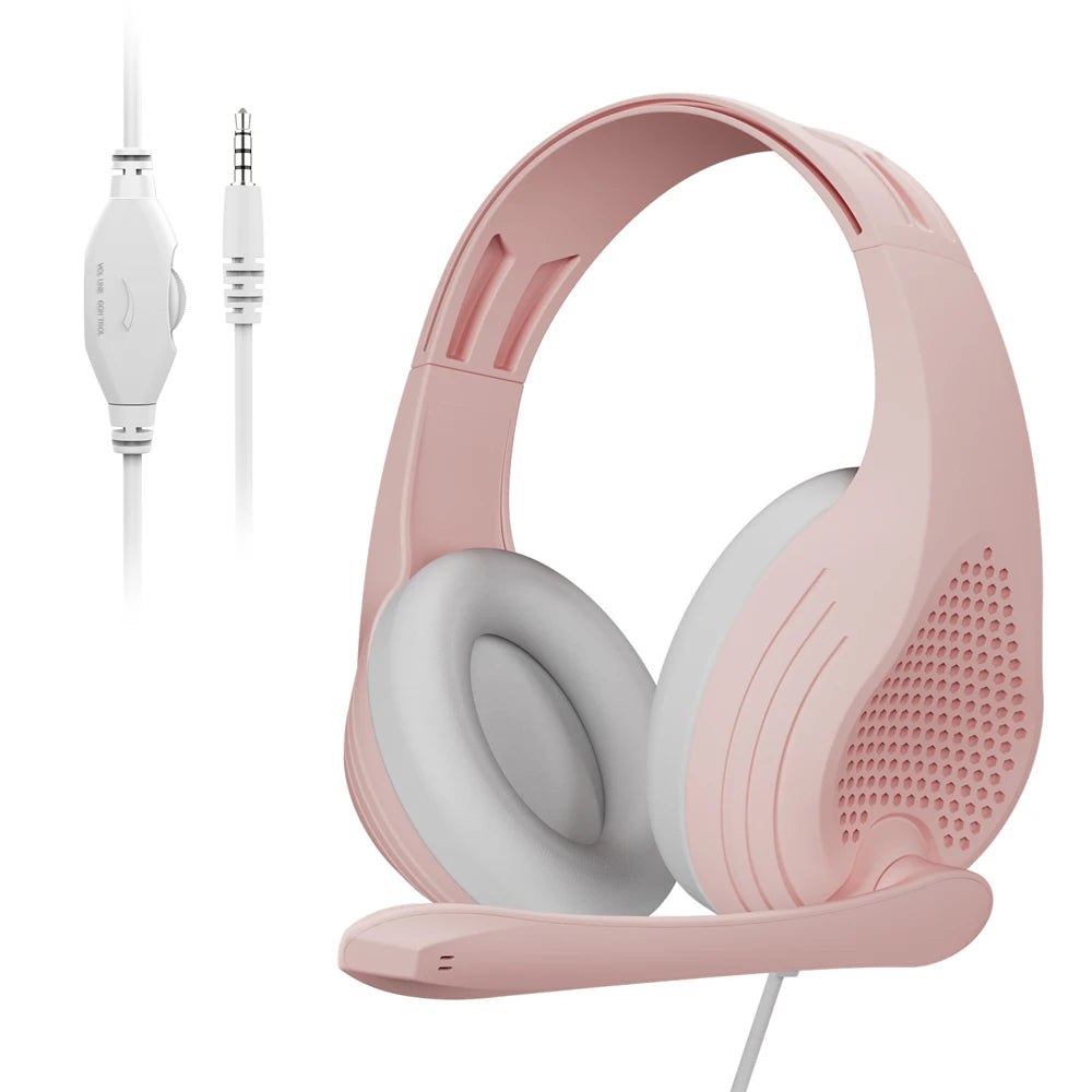 3.5mm Wired Over-Ear Headphones with Mic Noise Cancelling Stereo Bass Soft Earmuffs for Gaming