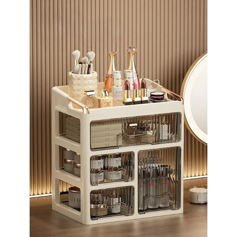 3-layer Minimalist High-end Cosmetics Storage Box Desktop Style Skincare Drawer Style Storage Cabinet Washbasin Storage