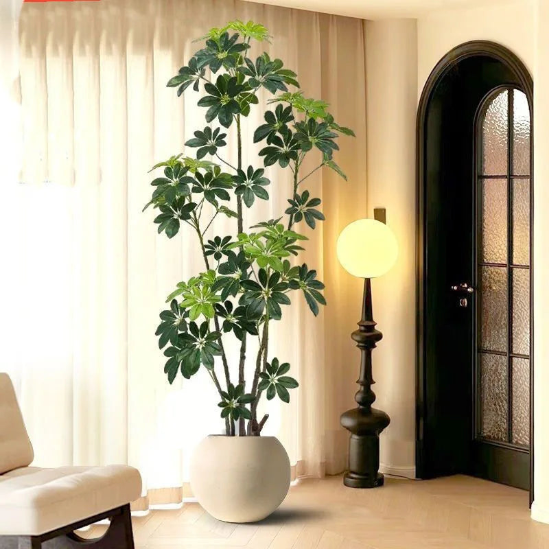 31-74in Large Artificial Ficus Tree Fake Plants Palm Leafs Tropical Shrub Faux Rubber Tree for Home Xmas Garden Office