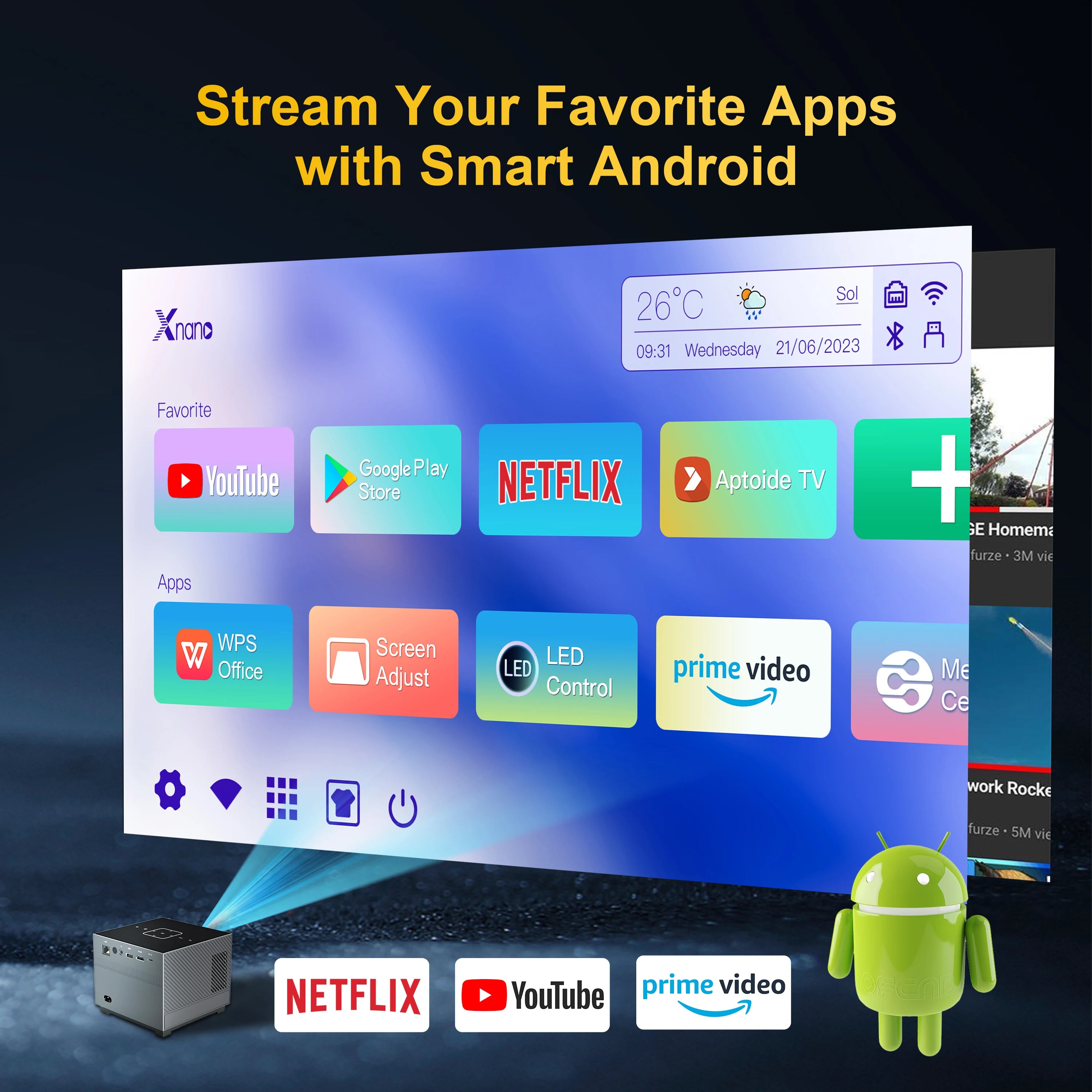 Digital ProjectorWifi Bluetooth Led Smart Voice Portable Projector Remote Control Full HD 1080P Projector 4k Game