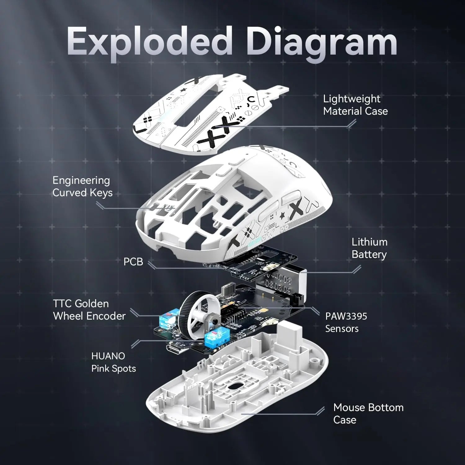ATTACK SHARK X6 Lightweight Wireless Gaming Mouse with RGB Backlight Charging Base,Tri-Mode,26K DPI PAW3395 Optical
