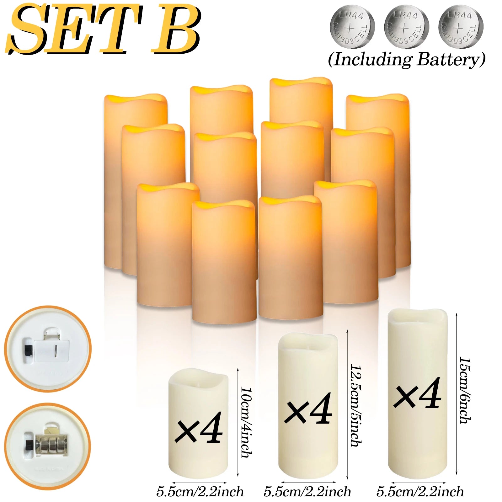 180-9Pcs Artificial Candles LED Flameless Candles for Wedding Led Candle Pillar Candles Flickering Candle