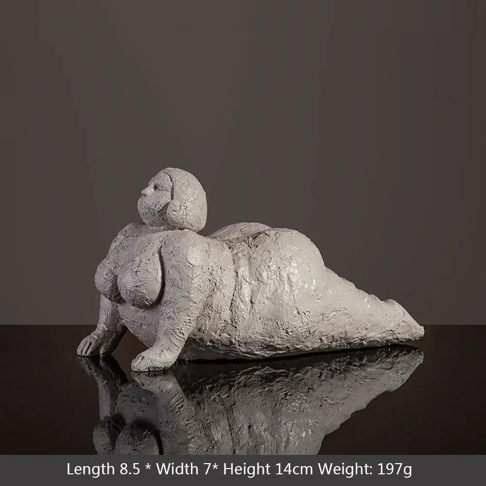 Resin Abstract Fat Lady Yoga Statue Home Decor Decoration Room Figurines For Interior Desk Accessories Sculptures