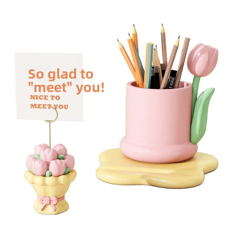 Tulip Pen Holder Is A Desktop Decoration and Storage Item for Office Workstations A Perfect Stress-relieving Tool