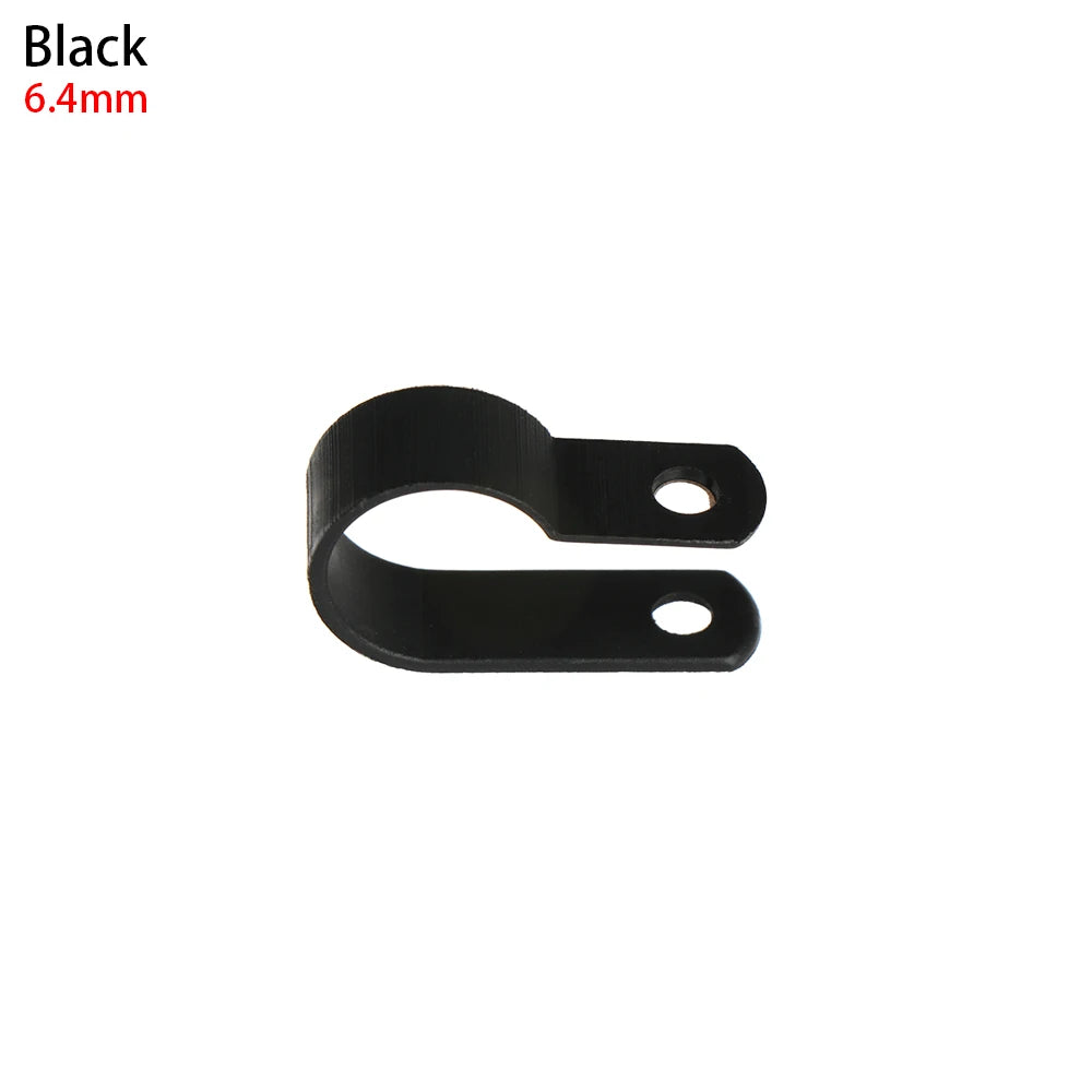100PCS R-Type Nylon Cable Clamp Plastic P Clips Black Nylon Fasteners Cable Mounting Fix Hardware Electrical Fittings