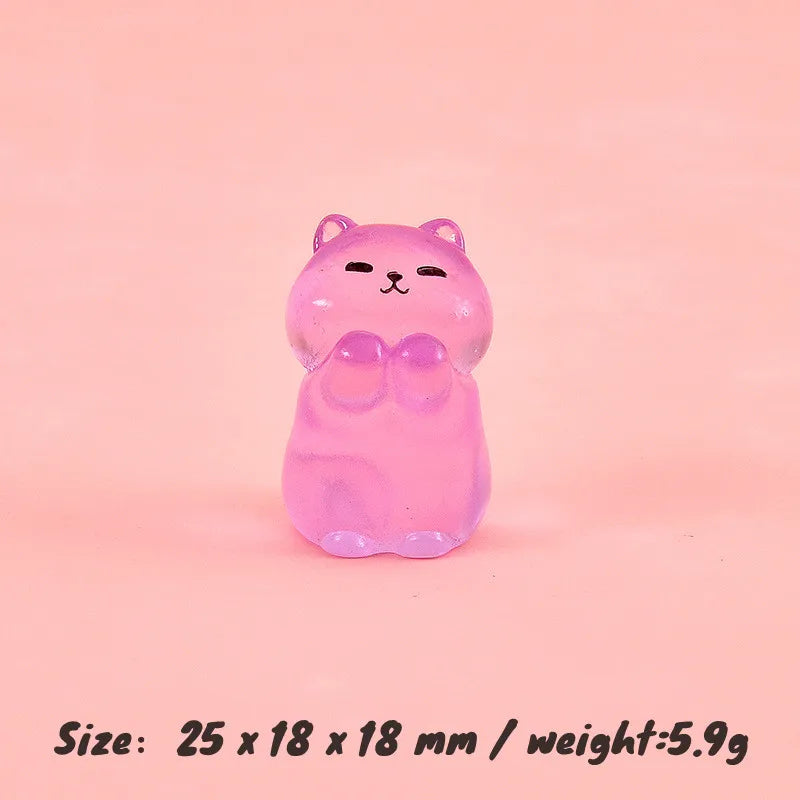 7PCS Mini Lucky Cat Glow At Night Kawaii Home Decor Luminous Cute Cats Miniature Figurine Desk Decoration DIY