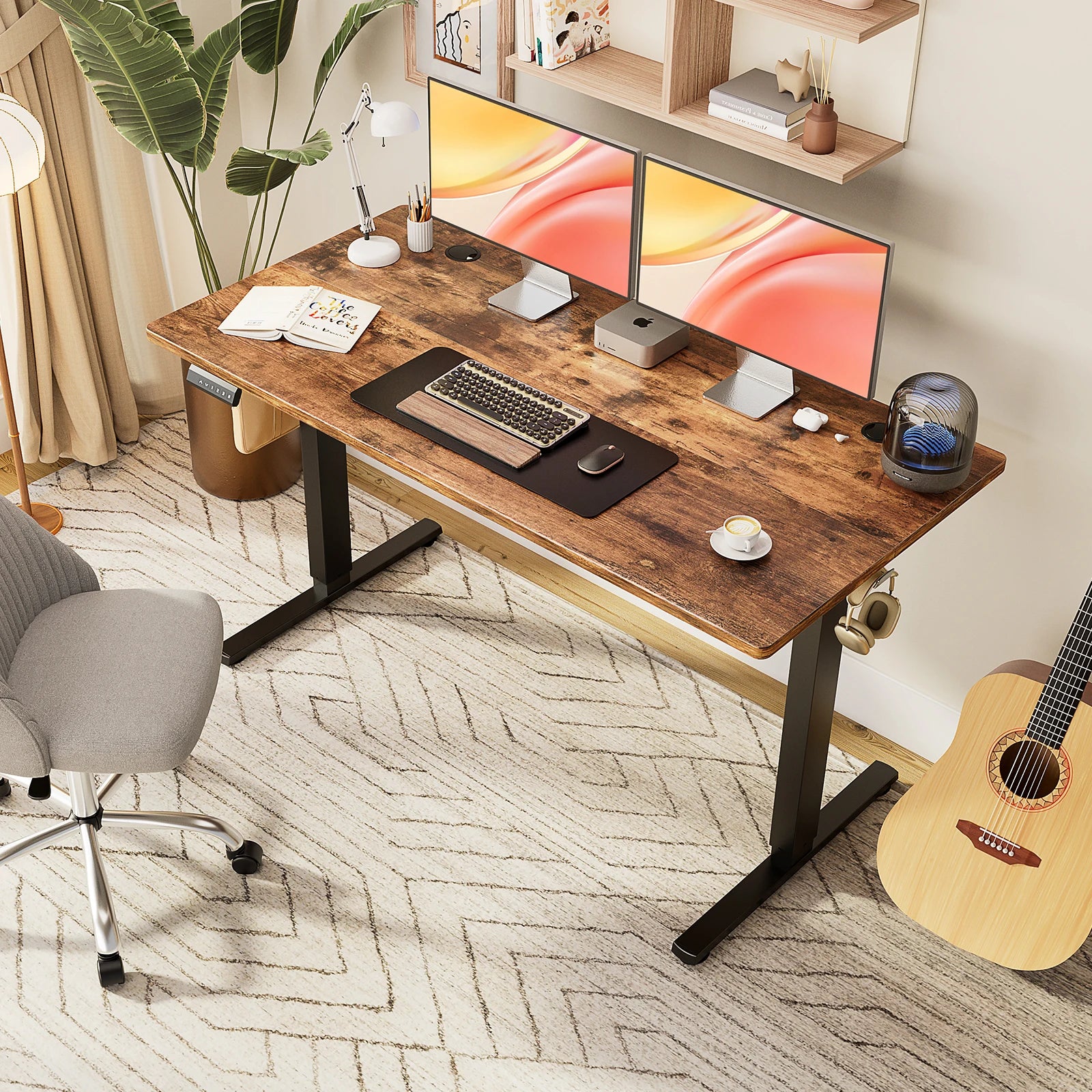 JHK Electric Standing Desk Height Adjustable 55x24 Inch Computer Desk Workstation Ergonomic Work Table for Home Office