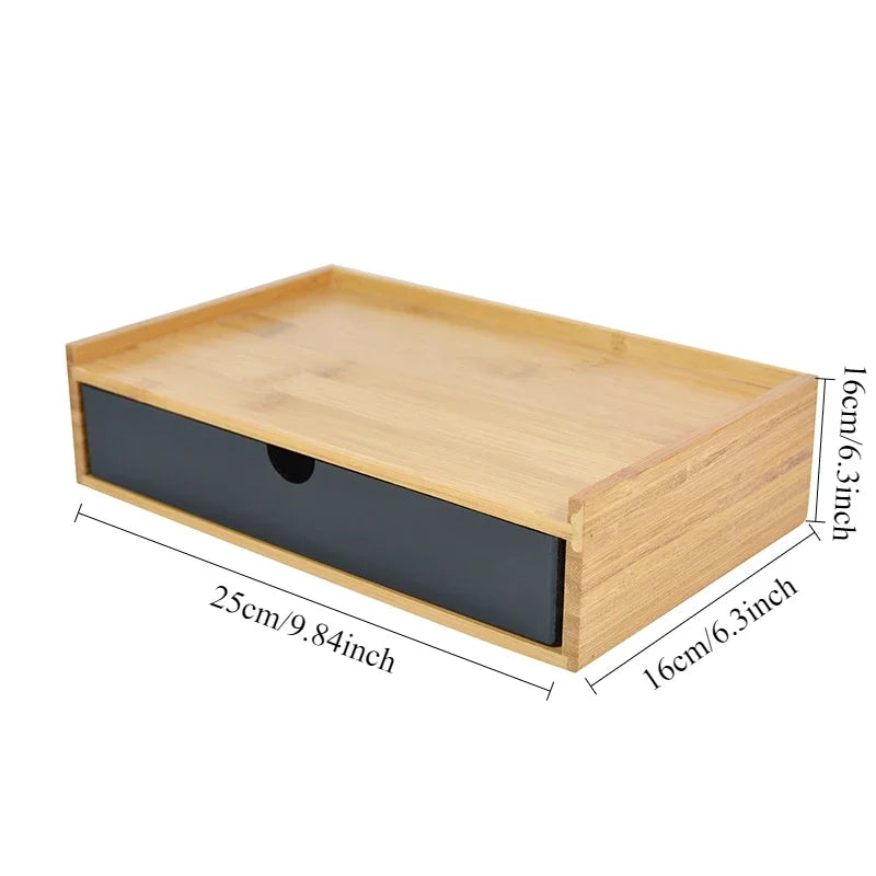 1/2/3 layer Wooden Desktop Drawer Storage Box Cabinet Organizer Supplies Jewelry Storage Box Gift Case Craft Bamboo