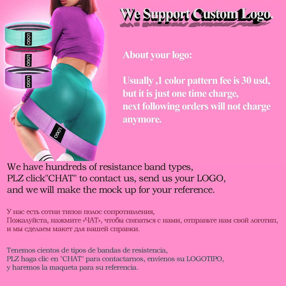 Custom Logo Booty Bands for Women and Men Fitness Elastic Exercise Workout Bands Hip Circle Thigh Squat Gym Equipment