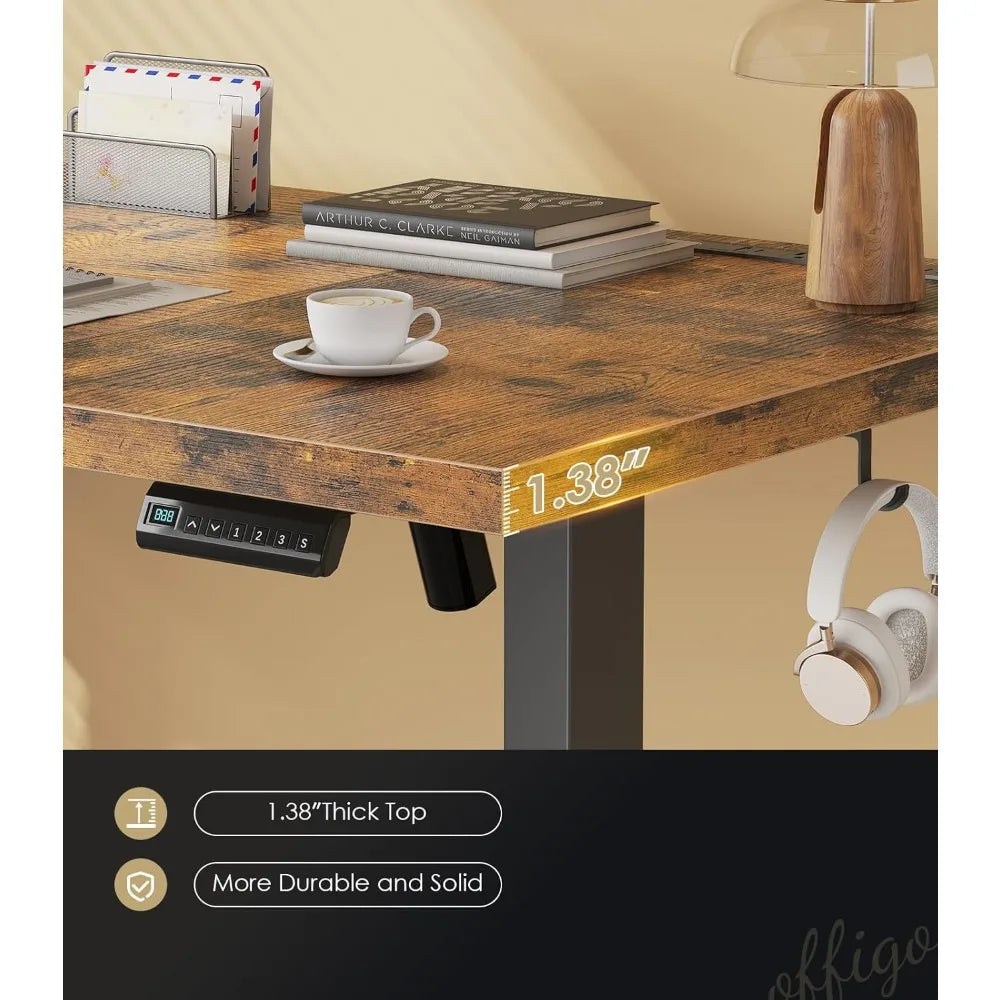 Electric Standing Desk with 3-Piece Board 71 Inch Height Adjustable Large Desk with Power Outlets Sit Stand Table,