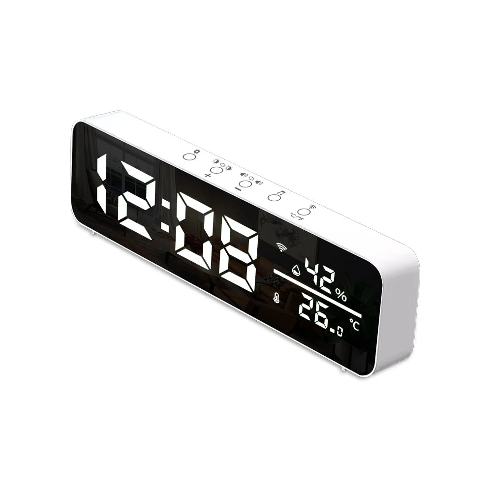 Tuya WiFi LED Alarm Clock Support Temperature Humidity Sensor Time Display USB Desktop Mirror Clocks for Living Room