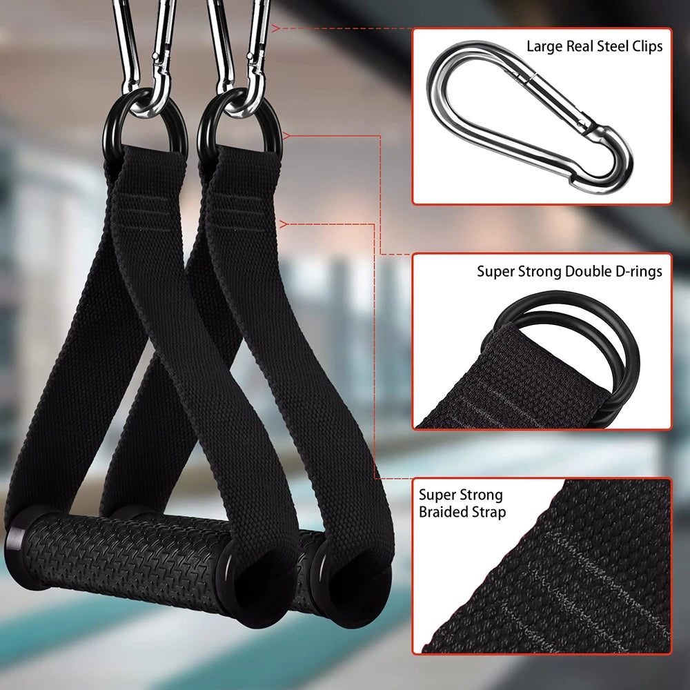 Heavy Duty Exercise Handles Cable Attachment Gym Resistance Bands Handles Anti-slip Grip Pilates Yoga Strength Trainer