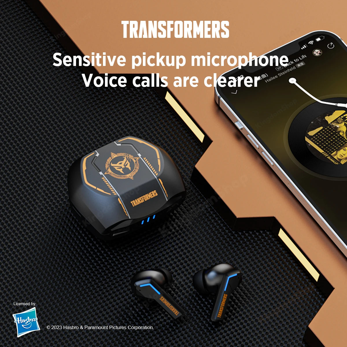 Ship From US Transformers TF-T06 Bluetooth Earphones Gaming Headset Low Latency with Mic Headphones HD Call Wireless