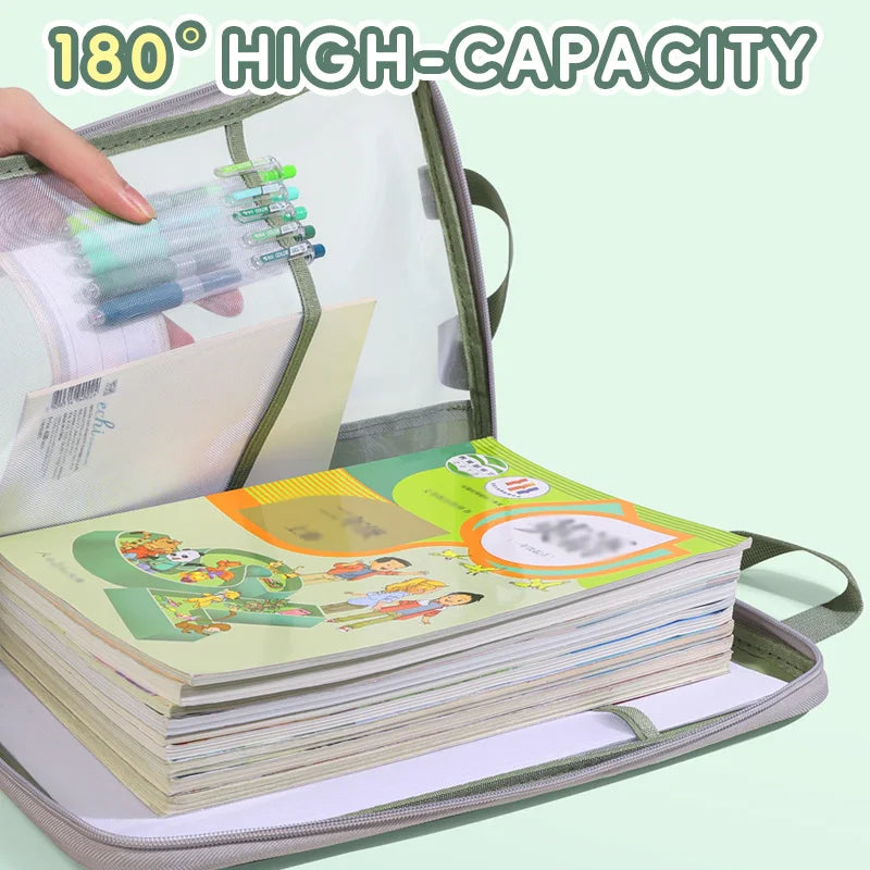 Huajie A4 Document Bag Transparent Large Opening File Bag Zipper-Type Large Capacity Document Storage Bag Tote Bag