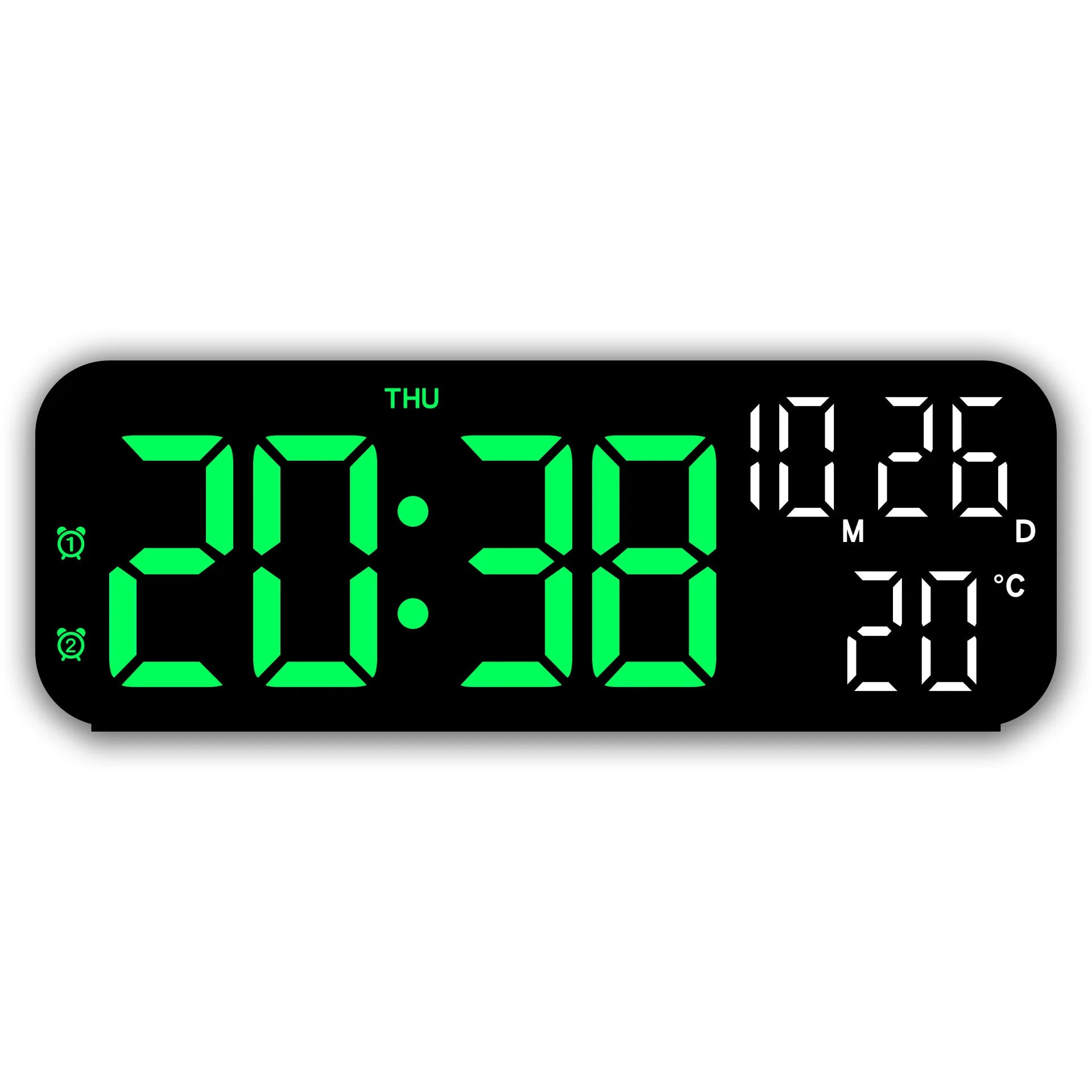 Digital Alarm Clock Temperature and Date Week Display Night Mode Table Clock Voice Control 12/24H Electronic LED Alarm